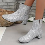 2025 Spring New Exterior With Selbine Coarse And Soft Bottom Zippered Women's Boots Martin