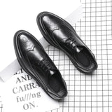 Rock Shoes Men's Korean Patent Leather Carved Breathable Business Wear Casual Men's Shoes