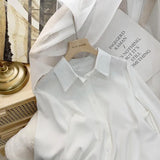 Lady Shirt Spring And Autumn New Korean Version Of Loose Simple Plain Color Bhism Color Feeling Long-Sleeved