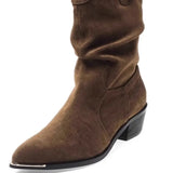 Boots Frosted Folding Pile Boots Women Spring And Autumn New Fashion Sexy Coarse And Pointed West Boots