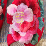 Zingj Summer New Three-Dimensional Embroidered Fish Mouth High Slope With Cool Slippers Ladies Embroidered Cloth