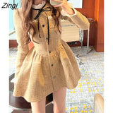 Winter Elegant Y2k Mini Dress Women Casual One Piece Dress Korean Fashion Female Long Sleeve Vintage Evening Party
