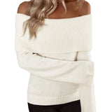 New One-Word Collar Fashion Sexy Knitted Long-Sleeved Women's