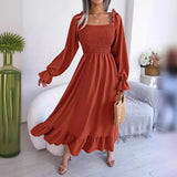 Shooting 2025 Spring And Summer Leisure Side Horn Sleeves Big Swing Lotus Leaf Side Dress Women's