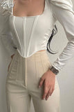 Elegant Women Party Crop Top Square Collar Puff Sleeve Autumn Corset Tops Slim Female Sexy Velevt Cropped Tops
