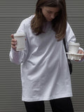 Thread Cuffs Pure Cotton T-Shirt Women 220G Knitted Loose Long-Sleeved Top Hot Ins