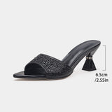 Summer New Soft-Skinned Water Drill Alien Heel Exposed Toe Cool Slippers Women's Heel Sharp Sandals Women's