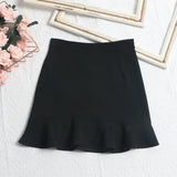 Shooting Small Lotus Leaf Side Fishtail Short Skirt Anti-Light High-Rise Thin A Word Bag Hip Skirt