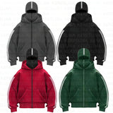 Solid-Colored Double Hat Design Autumn And Winter Ins New Hooded Sweater Loose Men's And Women's And Couples Hoodie