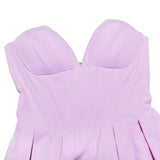 Lavender V-neck Strapless Mini Dress- Outfit