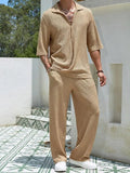 New Commuting Suit Casual Shirt Solid Color Short-Sleeved Trousers Men's Two Casual