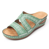 Summer Cool Slippers Women's Slope And Fish Mouth Loose Cake Bottom Large Multi-Color Embroidered Women's Cool
