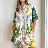 New Loose Leisure Shorts Fashion Print Daiss Short Sleeve Two