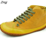 Women Leather Ankle Boots 2023 Autumn Winter Vintage Woman Waterproof Flats Women's Casual Ladies Lace Up Female Shoes Plus