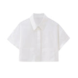 Women's Wear New Striped Poplin Short Shirt