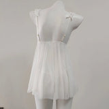 Pajamas Female Senior Lace Front Buckle Fork Mesh Slim Transparent Pure Desire Sling Aja Skirt Home