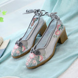 Zingj Heels, Beef Tendon Bottom Embroidered Cloth Shoes Women's Shoes Can Be Matched With Gauze Skirt Cheongsam Tea Clothing