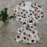 Pieces Set Sexy Autumn Fashion Women Set 2023 Female Tops Floral Print Long Sleeve Shirt Elastic Waist Shorts Outfits