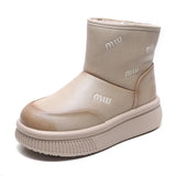 Cow Skin Thick Bottom Plus Velvet Warm Lamb Velvet Snow Boots Women's Shoes Winter New Retro Boots Age-Old Cotton