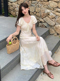 Xixi 13 Line 2025 Summer New Temperament Embroidered High-Waisted Dress Dress Women