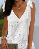 Summer Temperament Embroidery Hollow Dress