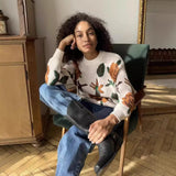 2025 New Round-Neck Sweater Flower Weaving Loose Soft Knitted T-Shirt Women's