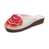 Zingj Summer New Embroidery Flowers Flat Bottom Fat Feet Wide Feet Embroidered Cloth Shoes Wear Female Cloth