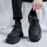 Zingj Men's Shoes 2023 New Black Chef Shoes Low Boot Casual Leather Shoes