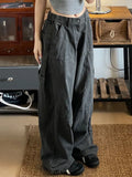 Zingj Gray Overalls Jeans Female Autumn New Style Wash Do Old Hottie Loose Wide Leg Casual