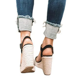 Bag Hemp Rope With High-Heeled Sandals Women's Cloth Waterproof Table Buckle Cold