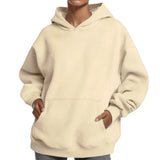 Women's Coat Women's New Fashion Pure Color Loose Casual Temperament Long-Sleeved Hooded Spring Sweater Women