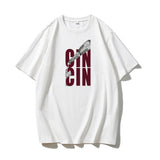 Sale Of Retro Simple Text Printed T-Shirts In The Summer Free-Round Collar Pure Cotton Short