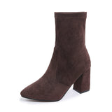 Velvet Short Boots Women Autumn And Winter New Fashion Tips High And Short Boots Thick And Elastic Thin