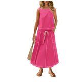Hot 2025 New Summer Vacation Sleeveless Vest Half-Dress Cotton-Song Set Two-Piece
