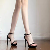 Women 2025 Spring And Summer New Word With Waterproof Table Thick Bottom Thin And Black Sexy Temperament High