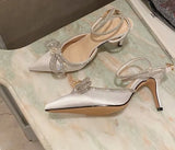 Shoes New Fashion Pointed Toe Rhinestone Bow Stiletto Heel Strap