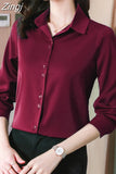New Shirts for Women Satin Long Sleeve Blouse Office Lady Fashion Shirts Silk Women Shirt OL Elegant Blouses Ladies