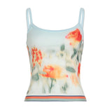 Desire Girl To Reduce The Age Of Sexy Hanging Neck More Wearing A Word Shoulder Tight Chest Vest Hottie Low-Waist Broken Flower Half-Body