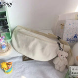 Bags Women Simple Harajuku All-match Canvas Students Fanny Pack Ulzzang Hip-pop Fashion Portable Money Phone Pouch