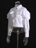 Shirt 2025 Autumn New Fashion Niche Splicing Lote Side High-Sensing Sexy Short Shirt Woman