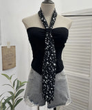 Shot Leopard-Print Silk Scarf Hanging Neck Design Folded Bra Strap Chest Pad Vest Short Sleeveless Top Lady