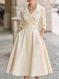 Elegant Stuff Spring And Autumn Long-Sleeved Belt Dress