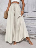 Spring And Summer New Loose Casual Women's Clothing Tight High Waist Tie With Broad Legs