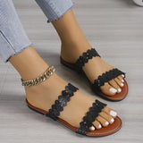 Zingj New Hollow Flat Bottom Slippers Female Summer Wear Casual One Word Large Size