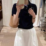 Gray Fake Two-Piece Design Sense Niche Short-Sleeved T-Shirt Girl 2025 Spring And Summer New Bump Striped Top