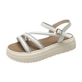 New Platform Sandals Female Summer Outside Wear Fairy Wind A Word Buckle With Skirt Roman Comfortable Beach