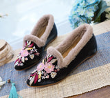 Zingj Single Shoes Cotton Shoes Pointed Shoes Muller Shoes Fashion National Style Women's Single Shoes Embroidered Cloth