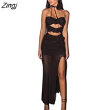 Sexy Strapless Flower Mesh Women Dress Apricot Hollow Out Ruched Summer Dresses Woman 2023 Elegant Party Club