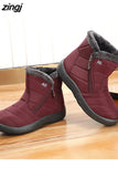 Boots Women Ankle Boots Cotton Fabric Femmes Bottes Plush Shoes Ladies Booties Waterproof Shoes Buty