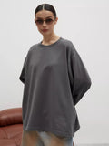 Fine Comb Cotton Solid Long-Sleeved T-Shirt Women Hot Loose Leisure Collar Top High